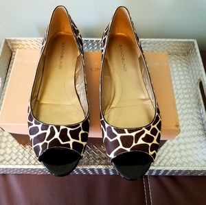 Animal-print, peeptoe flats